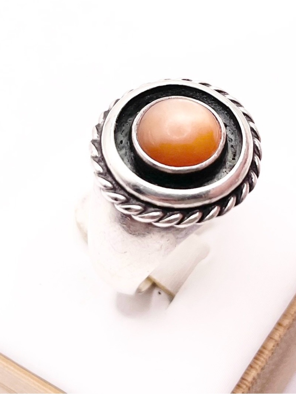 Size 8 Vintage Zuni Sunstone 925 sterling silver ring - Corrine Leekity
